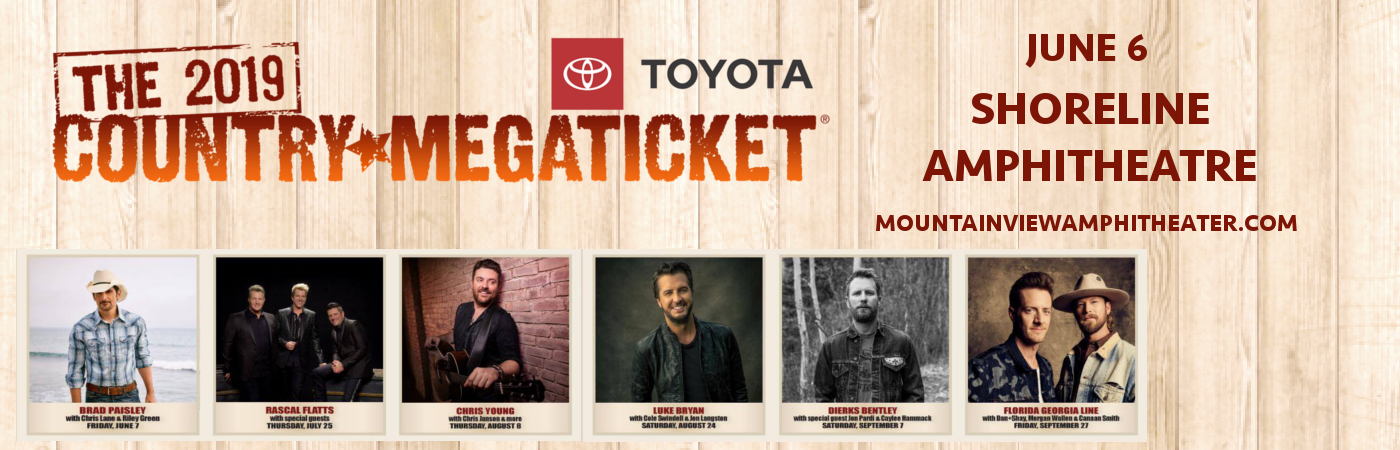 2019 Country Megaticket Tickets (Includes All Performances) at Shoreline Amphitheatre