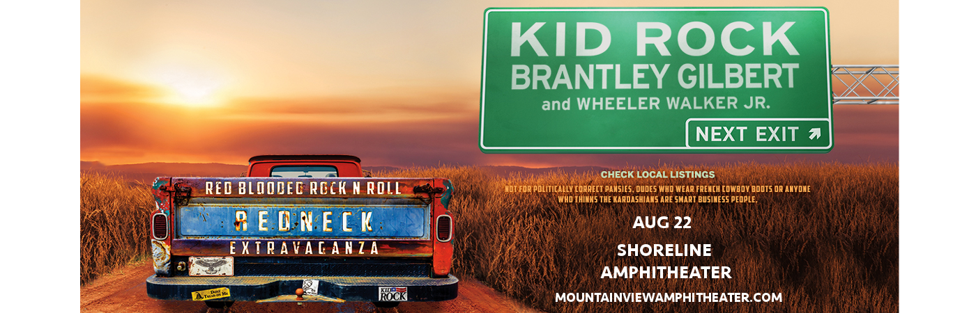 Kid Rock, Brantley Gilbert & Wheeler Walker Jr. at Shoreline Amphitheatre